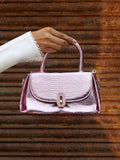 Metallic Flap Handbag - Pink
