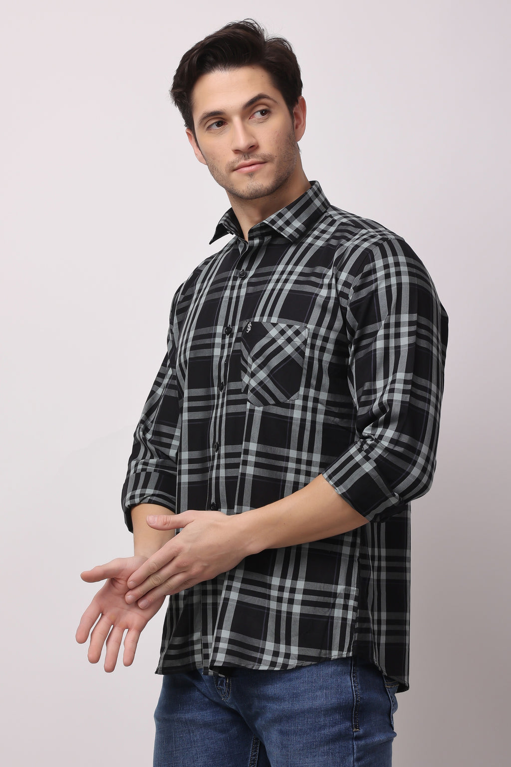 Stylox Regular Fit Full Sleeve Check Casual Shirt For Men's