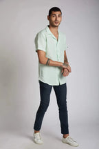 Mint Cuban Collar Arrow Shirt