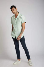 Mint Cuban Collar Arrow Shirt
