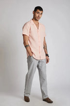 Peach Cuban Collar Arrow Shirt