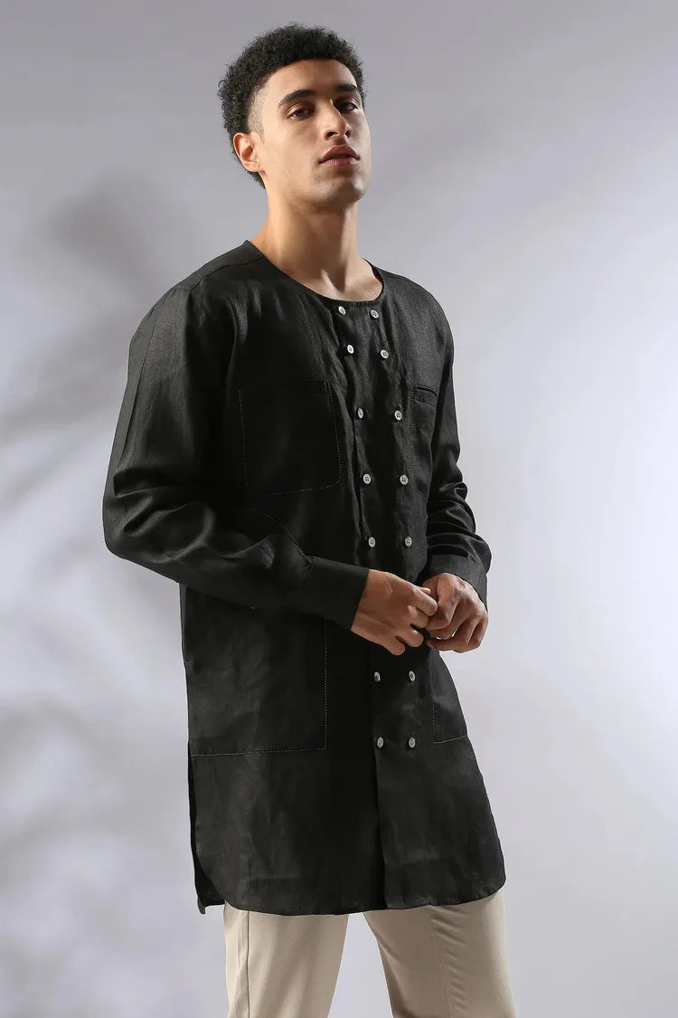 Black Ashoka Full Sleeve Kurta