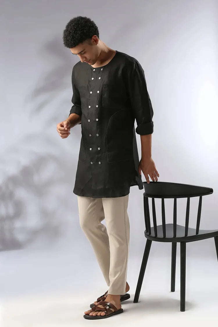 Black Ashoka Full Sleeve Kurta