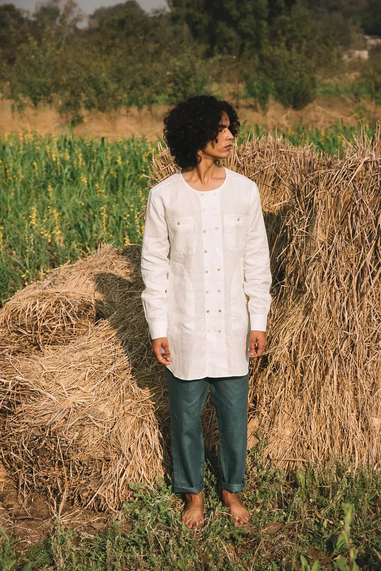 White Ashoka Full Sleeve Kurta