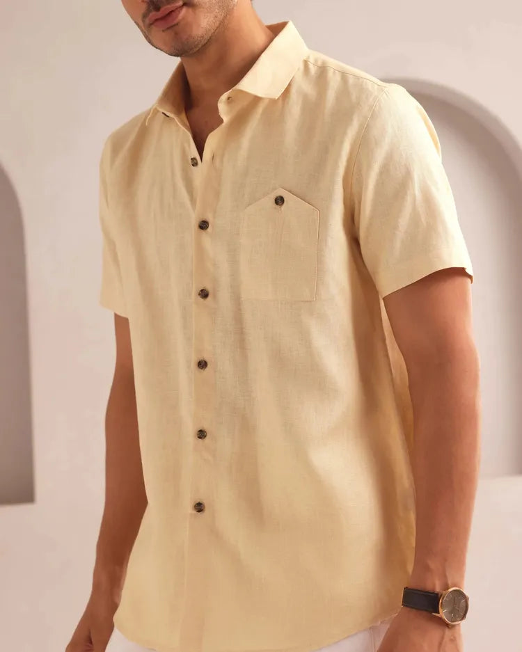 Beige Classic Half Sleeve Burrow Shirt
