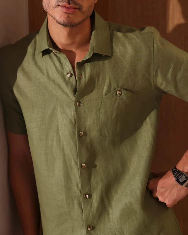 Olive Classic Half Sleeve Burrow Shirt