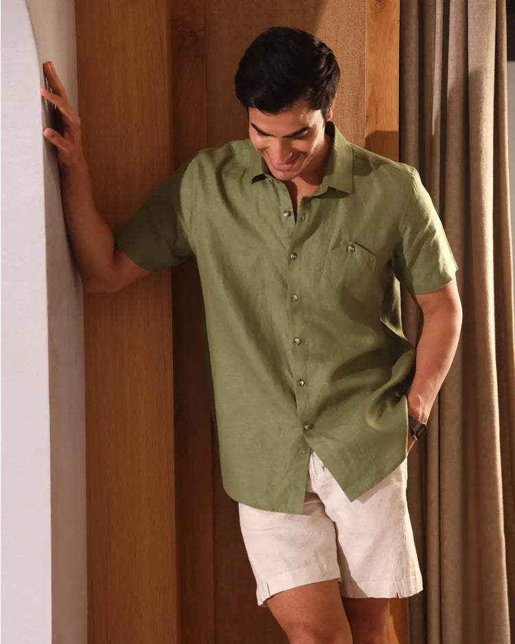 Olive Classic Half Sleeve Burrow Shirt