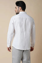 White Straight Fit Celestial Mandarin Shirt