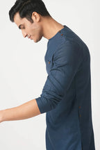 Navy Crackle Casual Kurta