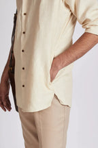 Beige Crescent V Neck Kurta