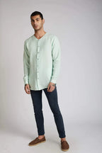 Mint Crescent V Neck Kurta