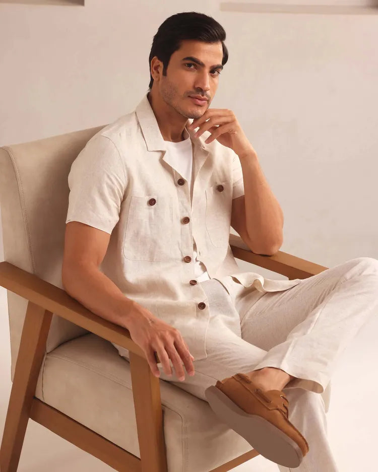 Oatmeal Dawn Half Sleeve Casual Shirt