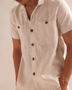 Oatmeal Dawn Half Sleeve Casual Shirt