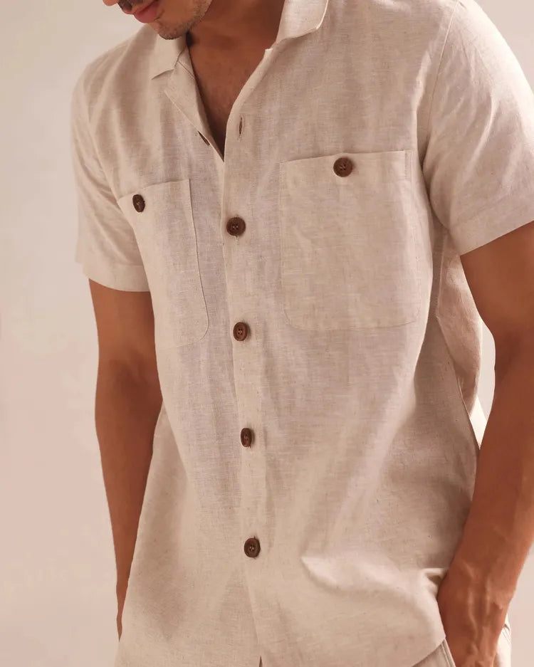 Oatmeal Dawn Half Sleeve Casual Shirt