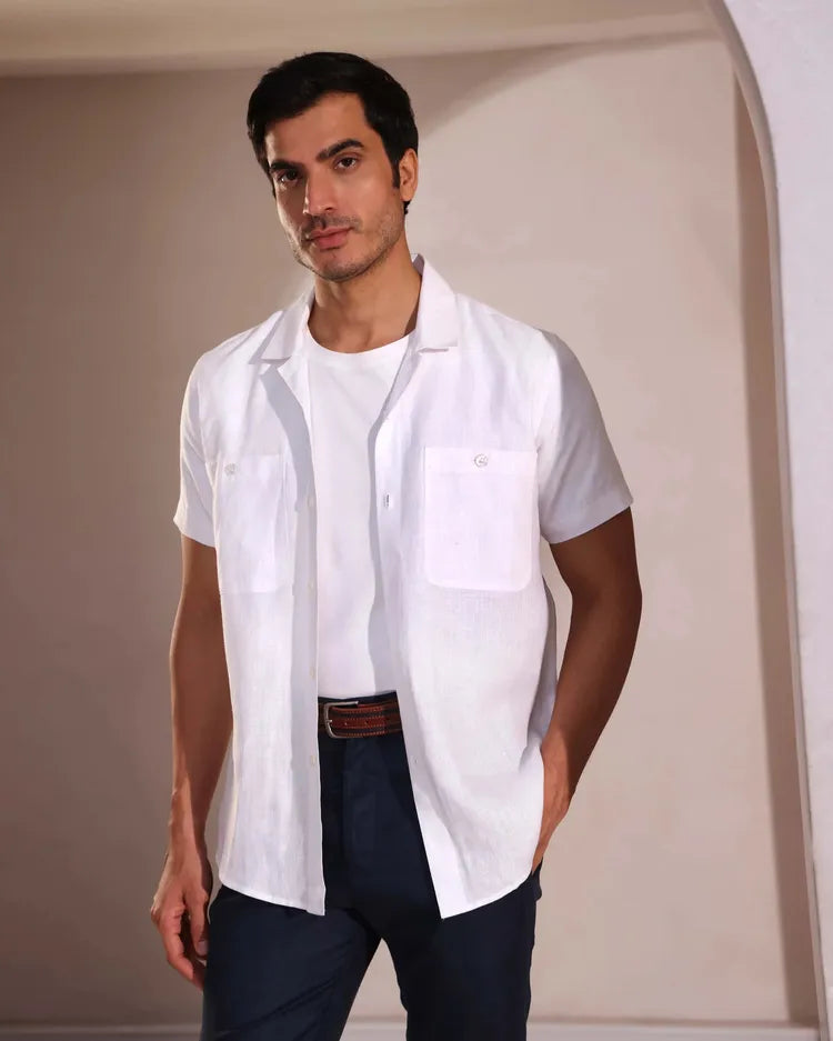 White Dawn Half Sleeve Casual Shirt