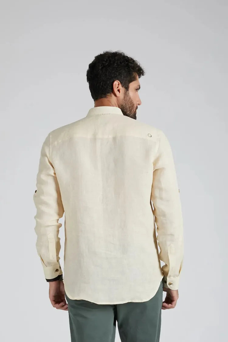 Beige Mandarin Collar Earthen Shirt