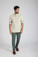 Beige Mandarin Collar Earthen Shirt