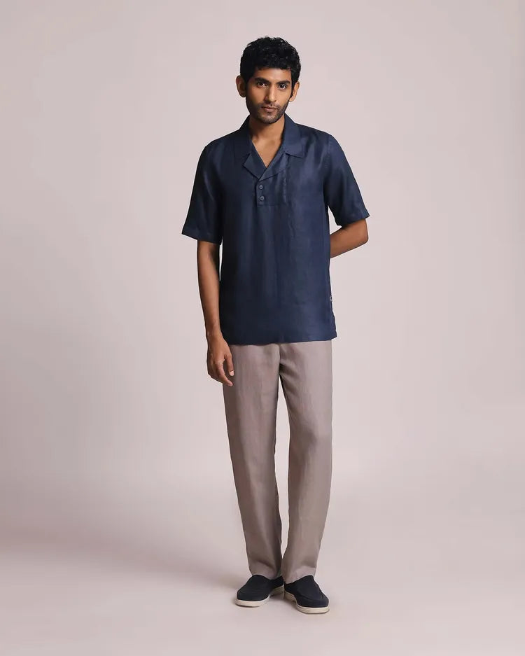 Navy Blue Relaxed Fit Indigo Casual Shirt