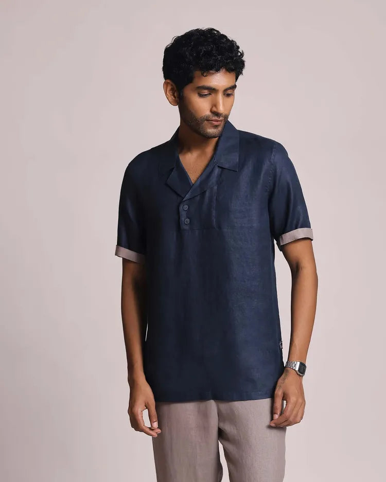 Navy Blue Relaxed Fit Indigo Casual Shirt