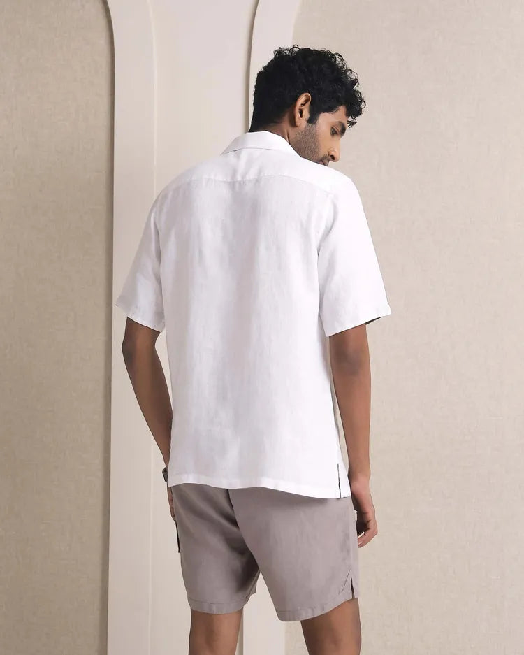 White Relaxed Fit Indigo Casual Shirt