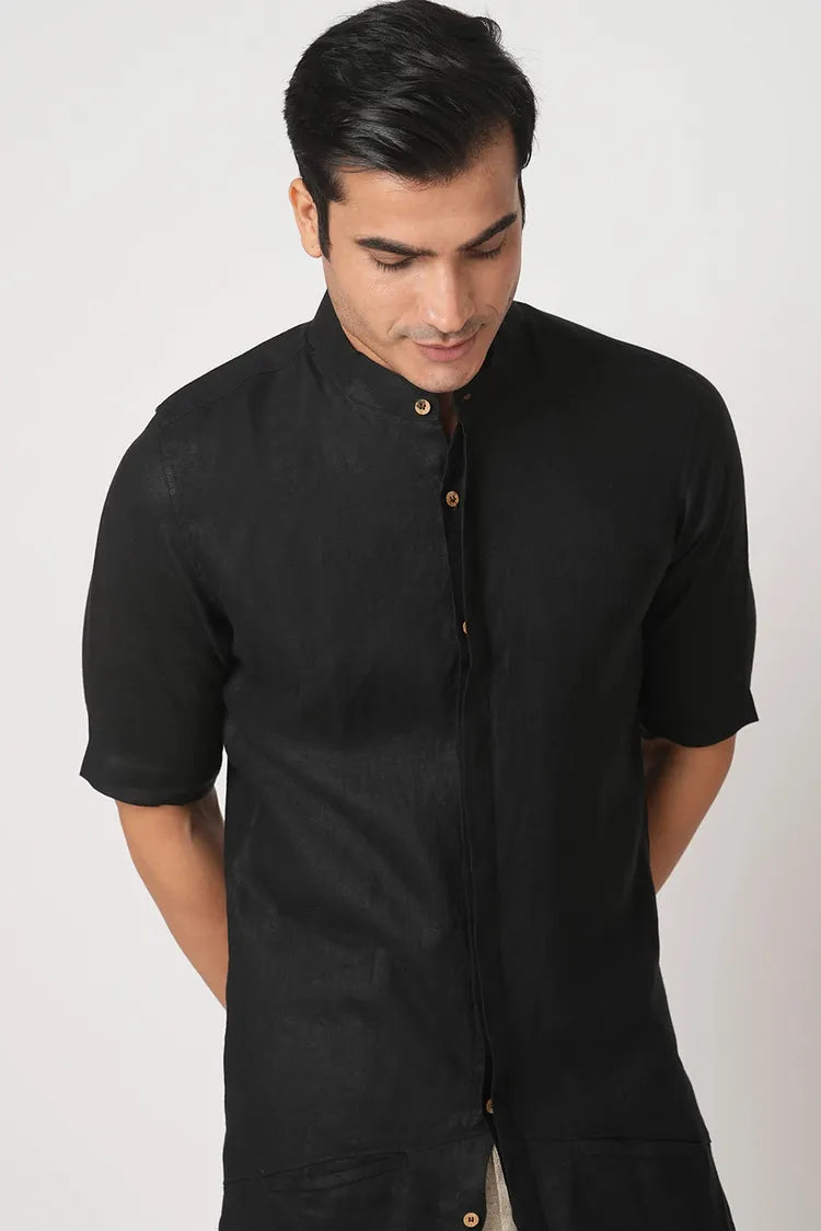 Black Metamorphosis Half Sleeve Kurta