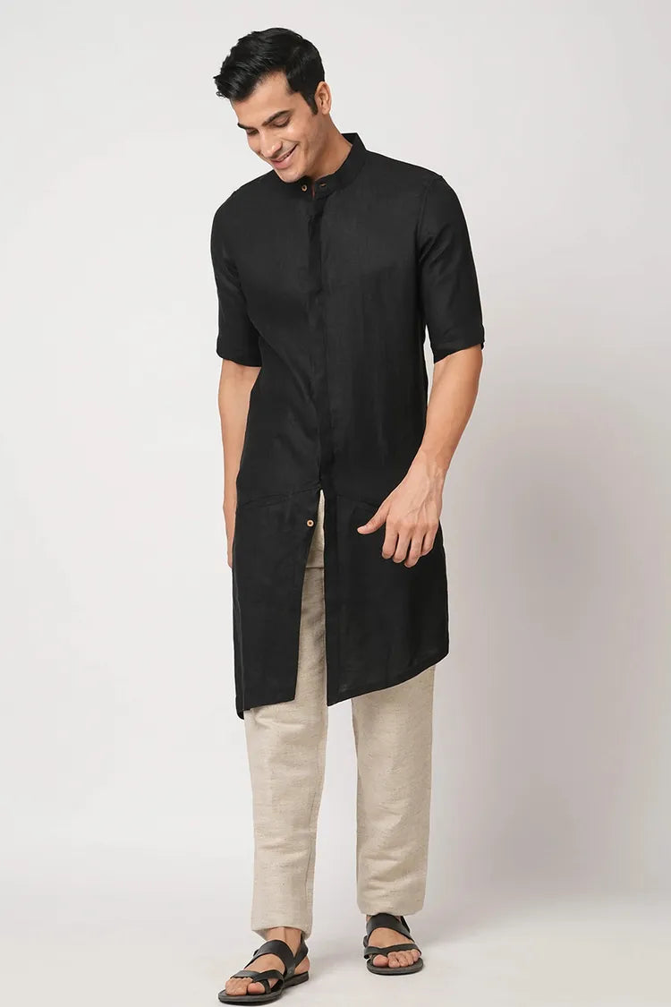 Black Metamorphosis Half Sleeve Kurta