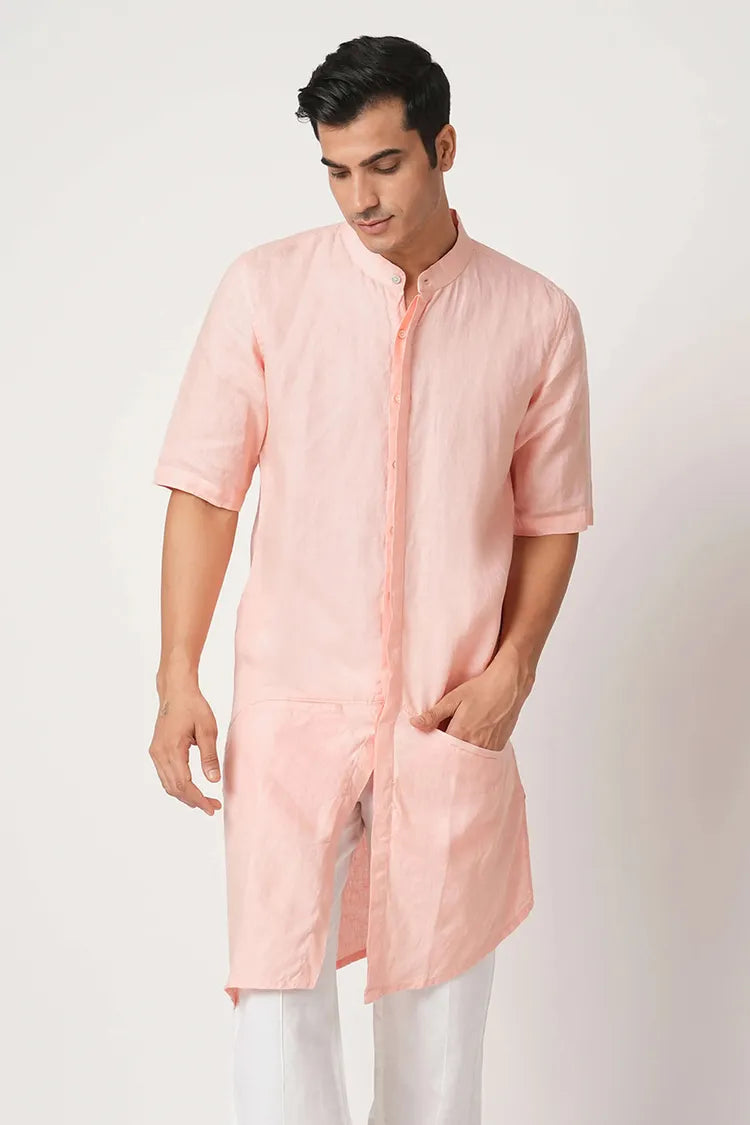Peach Metamorphosis Half Sleeve Kurta