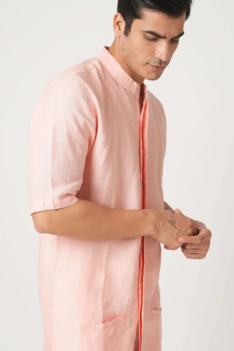 Peach Metamorphosis Half Sleeve Kurta