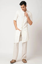 White Metamorphosis Half Sleeve Kurta
