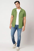 Olive Green Cuban Collar Oasis Shirt