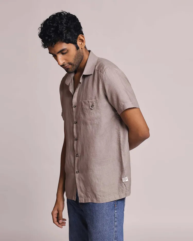 Khaki Straight Fit Ochre Casual Shirt