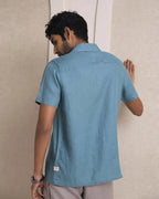 Ochre Teal Straight Fit Casual Shirt