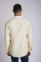 Beige Mandarin Collar Orbit Shirt