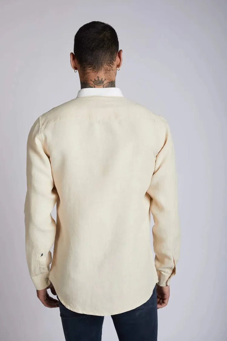 Beige Mandarin Collar Orbit Shirt