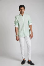 Mint Mandarin Collar Orbit Shirt