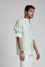 Mint Mandarin Collar Orbit Shirt