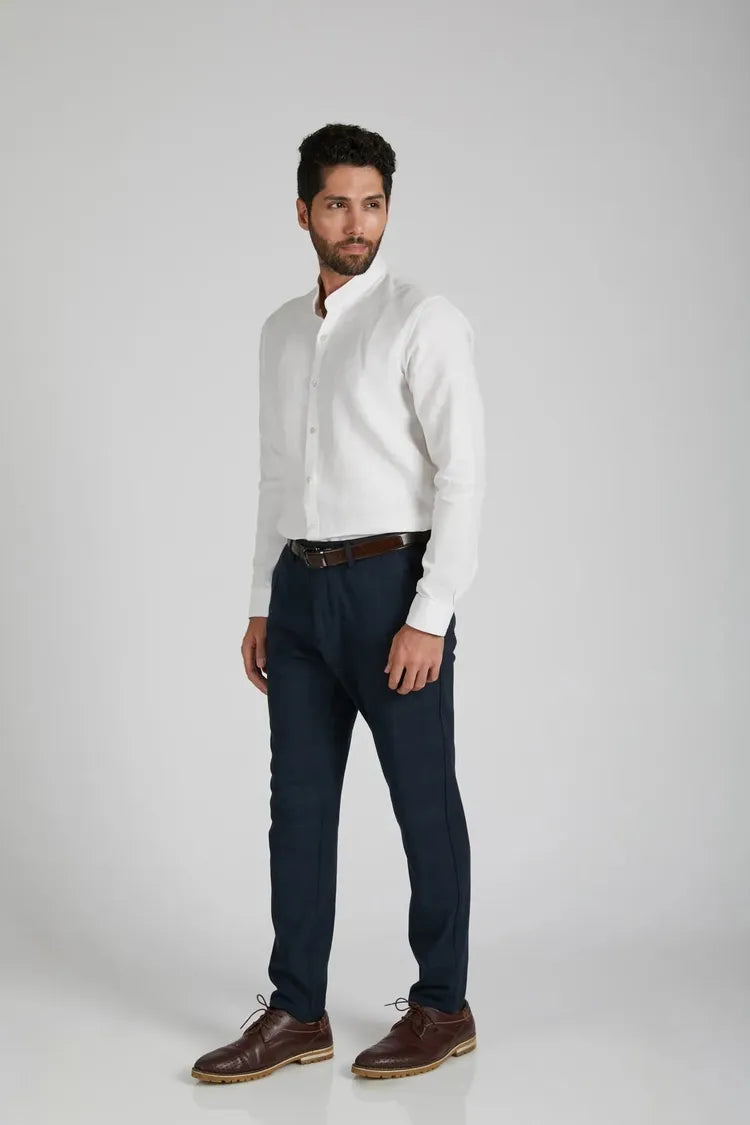 White Mandarin Collar Origin Shirt