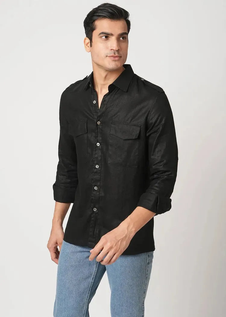 Black Sequoia Elbow Patch Shirt