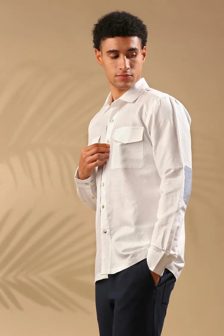 White Sequoia Elbow Patch Shirt