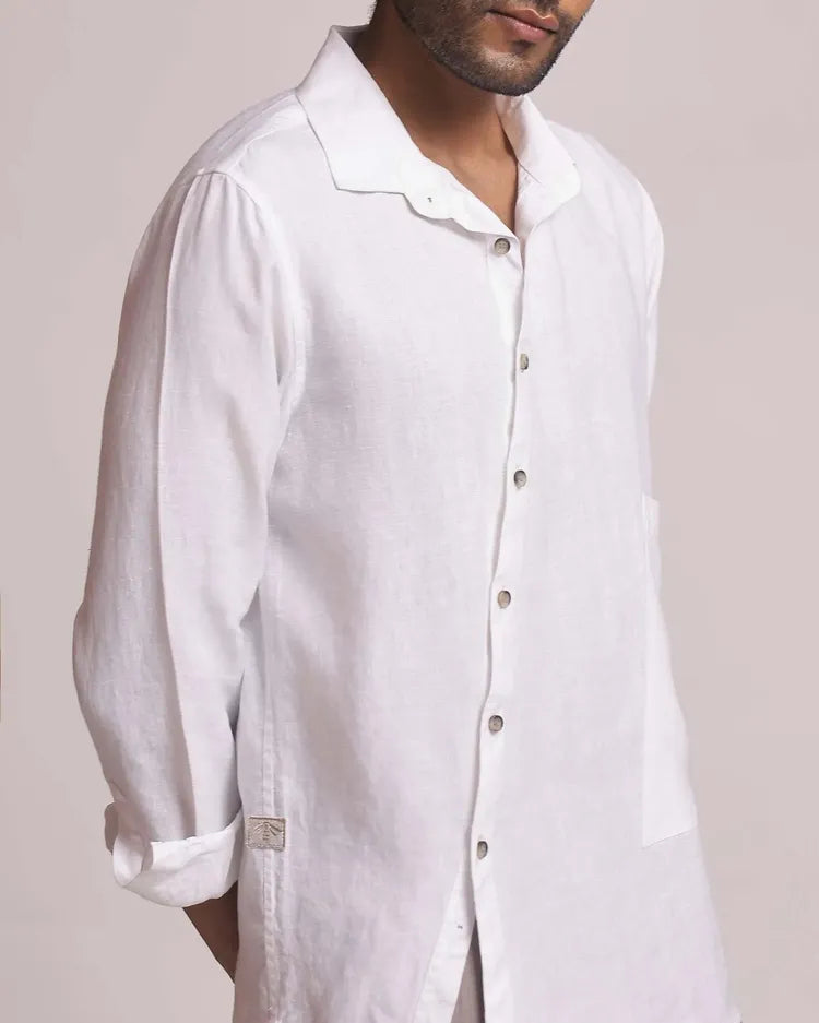 Classic White Hemp Topaz Full Sleeve Shirt