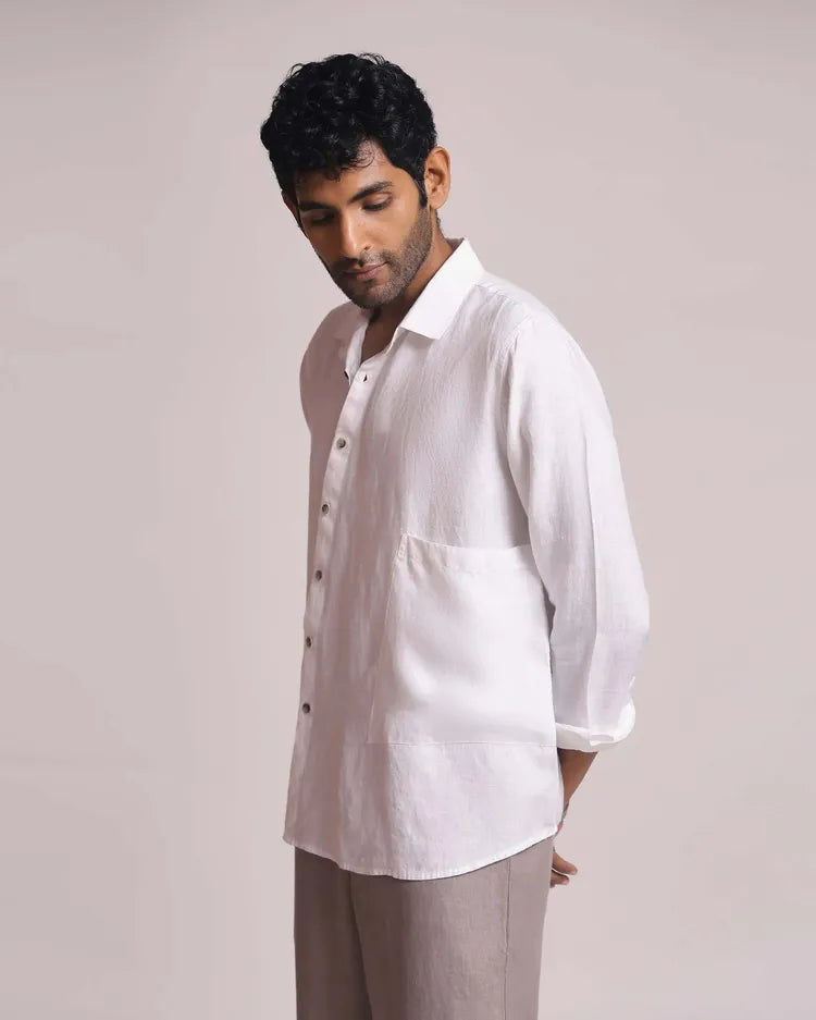 Classic White Hemp Topaz Full Sleeve Shirt