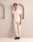 White Classic Vital Half Sleeve Shirt