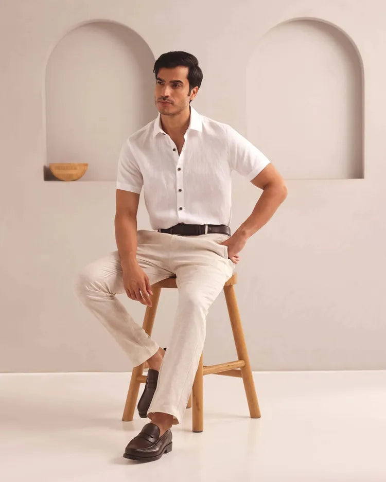 White Classic Vital Half Sleeve Shirt