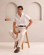 White Classic Vital Half Sleeve Shirt