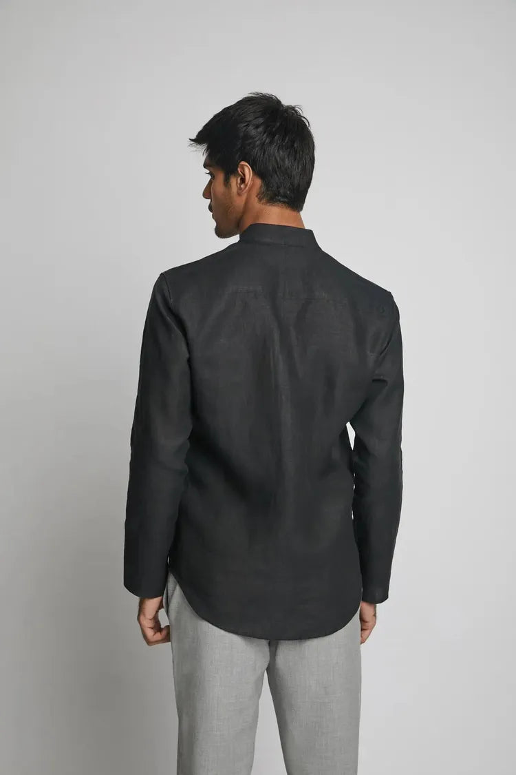 Black Zeal Zipper Full Sleeve Shirt