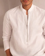 White Zeal Zipper Full Sleeve Shirt