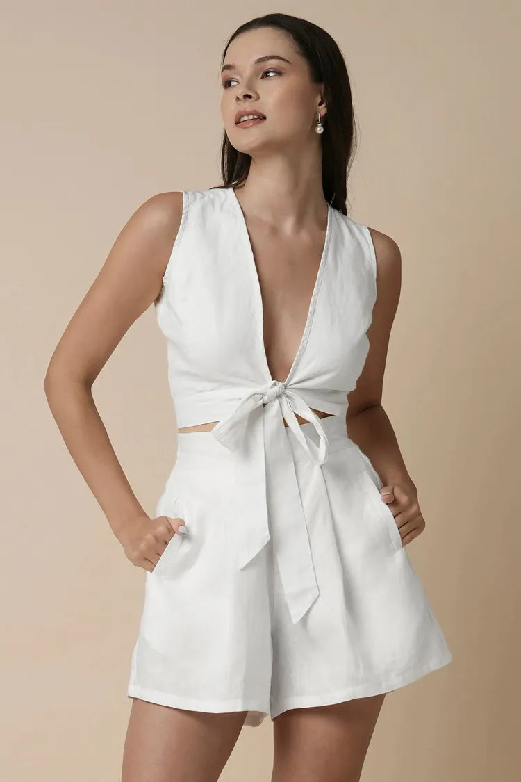 White Aria Tie Top