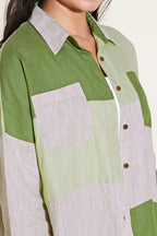 Olive Oversized Aurora Colorblock Shirt