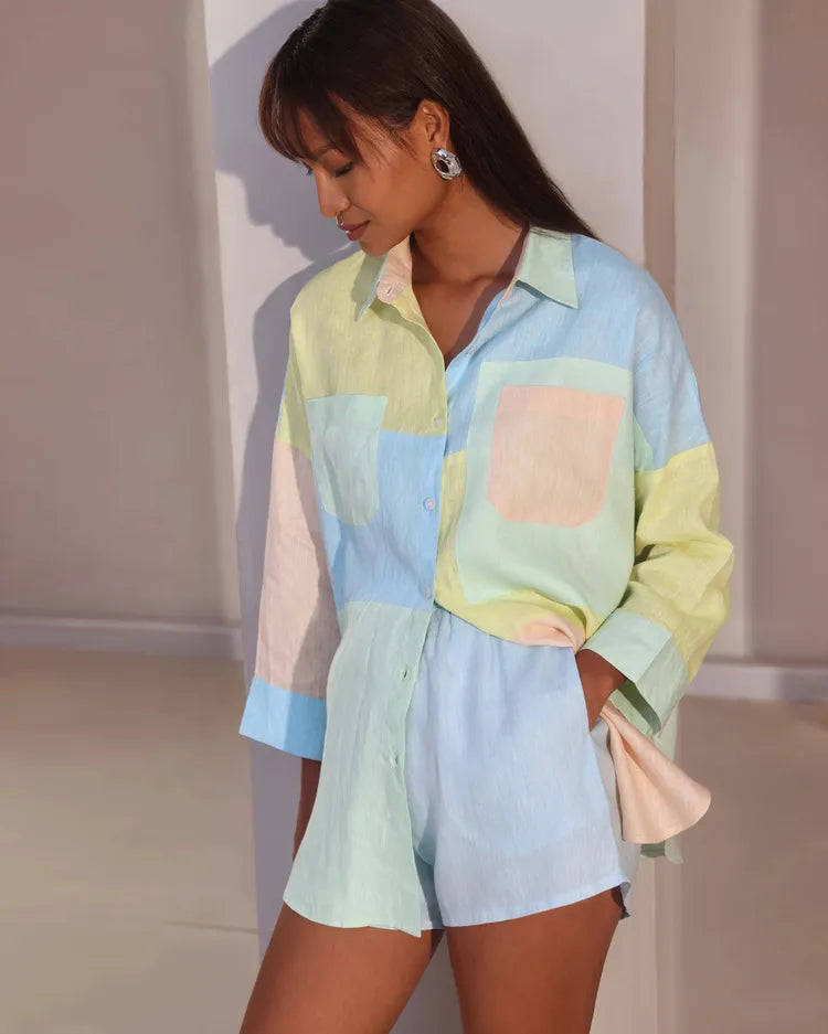 Pastel Oversized Aurora Colorblock Shirt