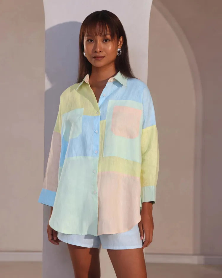 Pastel Oversized Aurora Colorblock Shirt